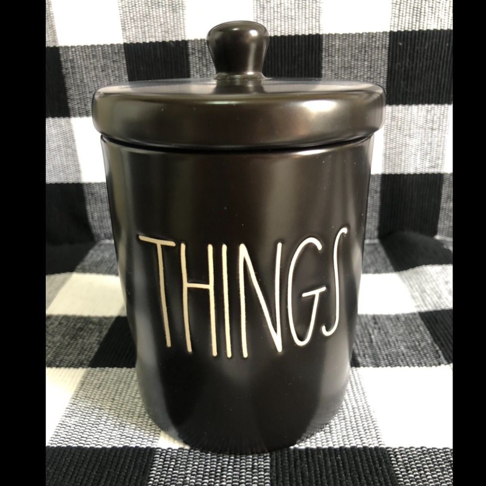 Rae Dunn “THINGS” Bathroom Organizer - Black Matte - Bathroom Holder - Ceramic
